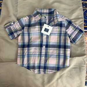 Janie and Jack Infant Boys Plaid Shirt - Blue and Pink